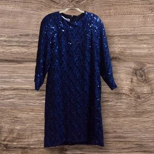 VNT 80s Baron Peters navy blue sequin dress. Size 20
